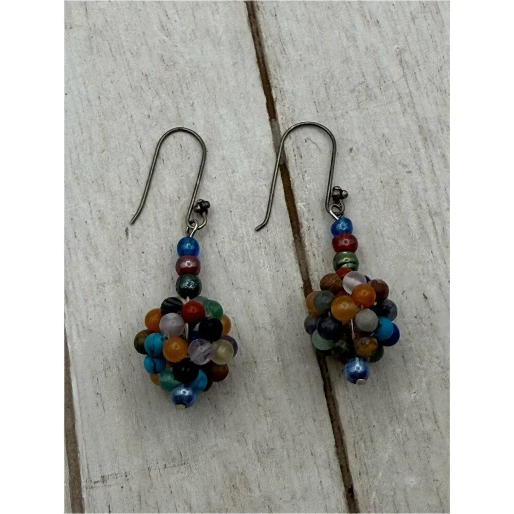 Multicolor Beaded Cluster Drop Earrings - Women Jewelry